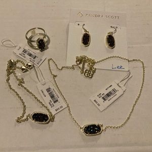 Kendra Scott Gold Rainbow Drusy Set- Like New